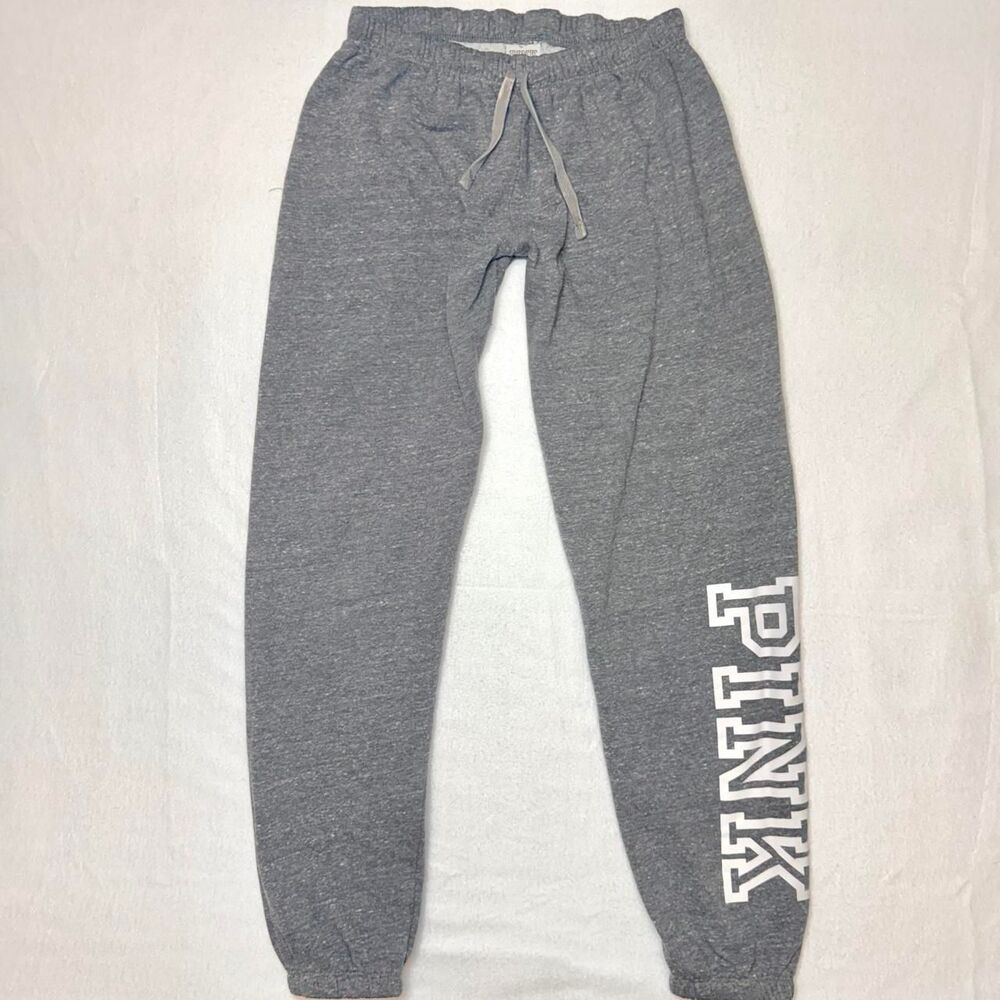 y2k style victoria's secret PINK low-rise heather grey joggers